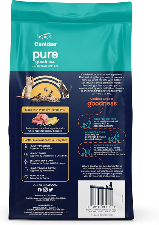 Canidae Premium Dry Cat Food And Wet Cat Food Bundle, Chicken Recipe- 5 Pound Bag, Shreds With Tuna, Chicken And Whitefish In Broth- 2.46 Ounce Cans (Pack Of 24), Grain Free