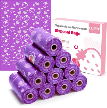 150Pcs Sanitary Napkin Disposal Bags, Luxiv Pink Disposable Sanitary Bag Personal Care Disposal Bags For Tampons Trash Bag, Disposable Mini Bag For Women Privacy Handling Bag Diaper Sack (Purple)