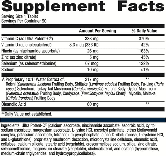 Metagenics Immucore - 333 Mg Vitamin C - Immune Support Supplement* - With Vitamin D, Zinc & Mushroom Extract - Gluten Free & Non-Gmo - 90 Tablets