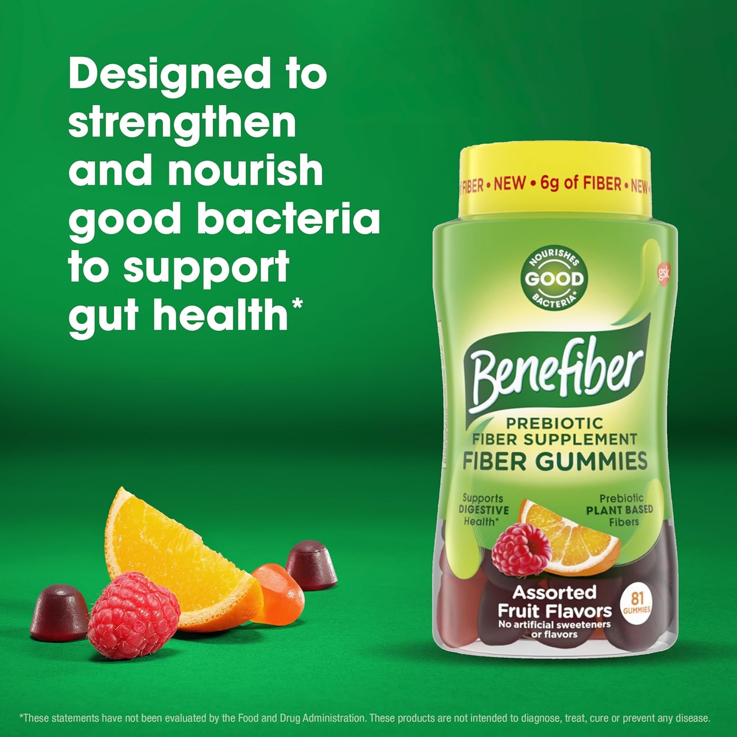 Benefiber Prebiotic Fiber Supplement Gummies for Digestive Health, Assorted Fruit Flavor - 81 Count : Health & Household