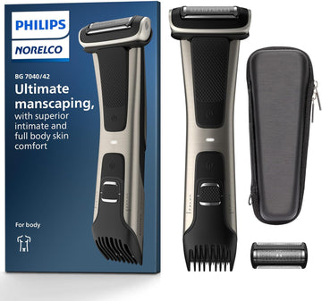 Philips Norelco Bodygroom Series 7000 Showerproof Body & Manscaping Trimmer & Shaver With Case And Replacement Head For Above And Below The Belt, Bg7040/42