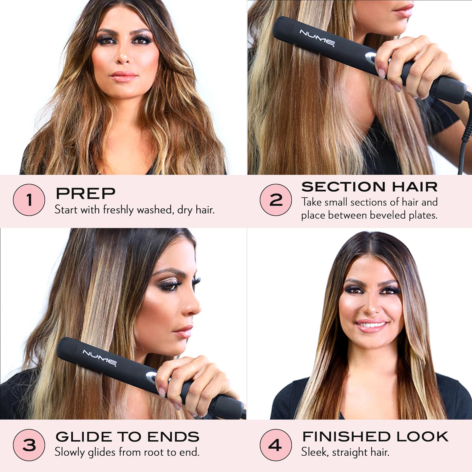 Nume Megastar Hair Straightener, Blush | 1-Inch Tourmaline Flat Iron With Floating Plates, Infrared Light And Negative Ions - Professional Styling Tool For Long-Lasting, Frizz-Free And Smooth Styles : Beauty & Personal Care