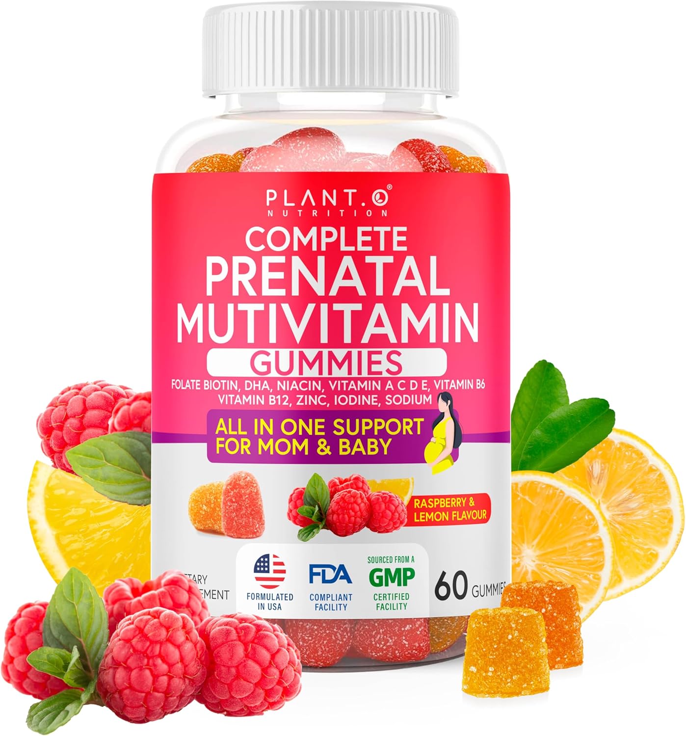 Prenatal Gummies For Women With Dha, Folate, Vitamin B C D | Delicious Multivitamin Blend For Fetal And Neural Support, Bones, Energy & Immunity During Pregnancy