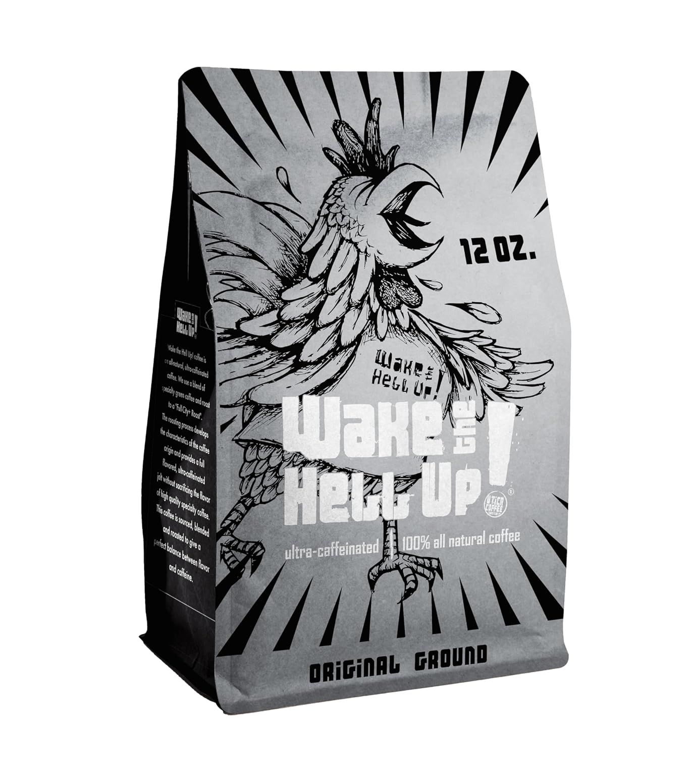 Wake The Hell Up! 12Oz Ultra-Caffeinated Ground Coffee, Low Acid, Medium-Dark Roast
