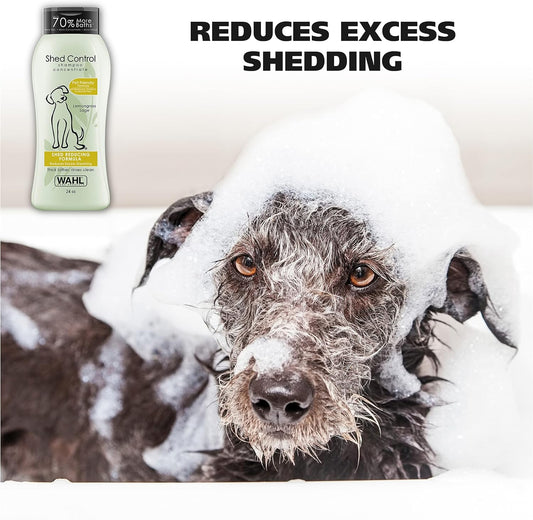 Wahl Usa Shed Control Pet Shampoo For Dog Shedding & Dander – Lemongrass, Sage, Oatmeal, & Aloe For Healthy Coats & Skin – 24 Oz - Model 820005A