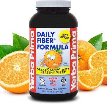 Yerba Prima Orange Daily Fiber Formula 1pound - Non-GMO, Gluten Free, Made in The USA, Delicious Natural Orange Flavor