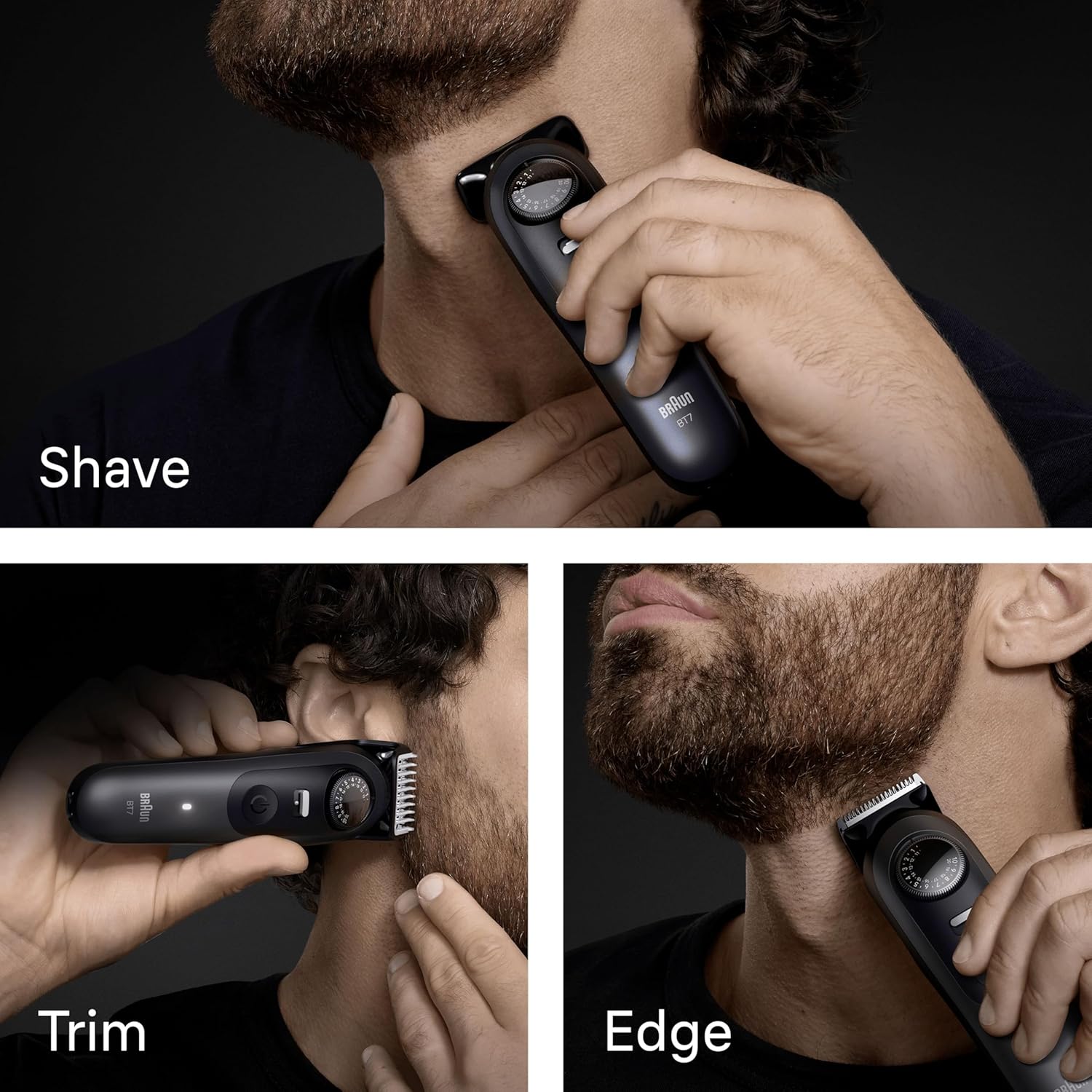 Braun Beard Trimmer Series 7, +7 Barbering Tools, Lifetime Sharp ProBlade, Up to 120 Min Runtime, 40 Lengths, Waterproof, PrecisionWheel & Lock, BT7525, Grey : Amazon.co.uk: Health & Personal Care