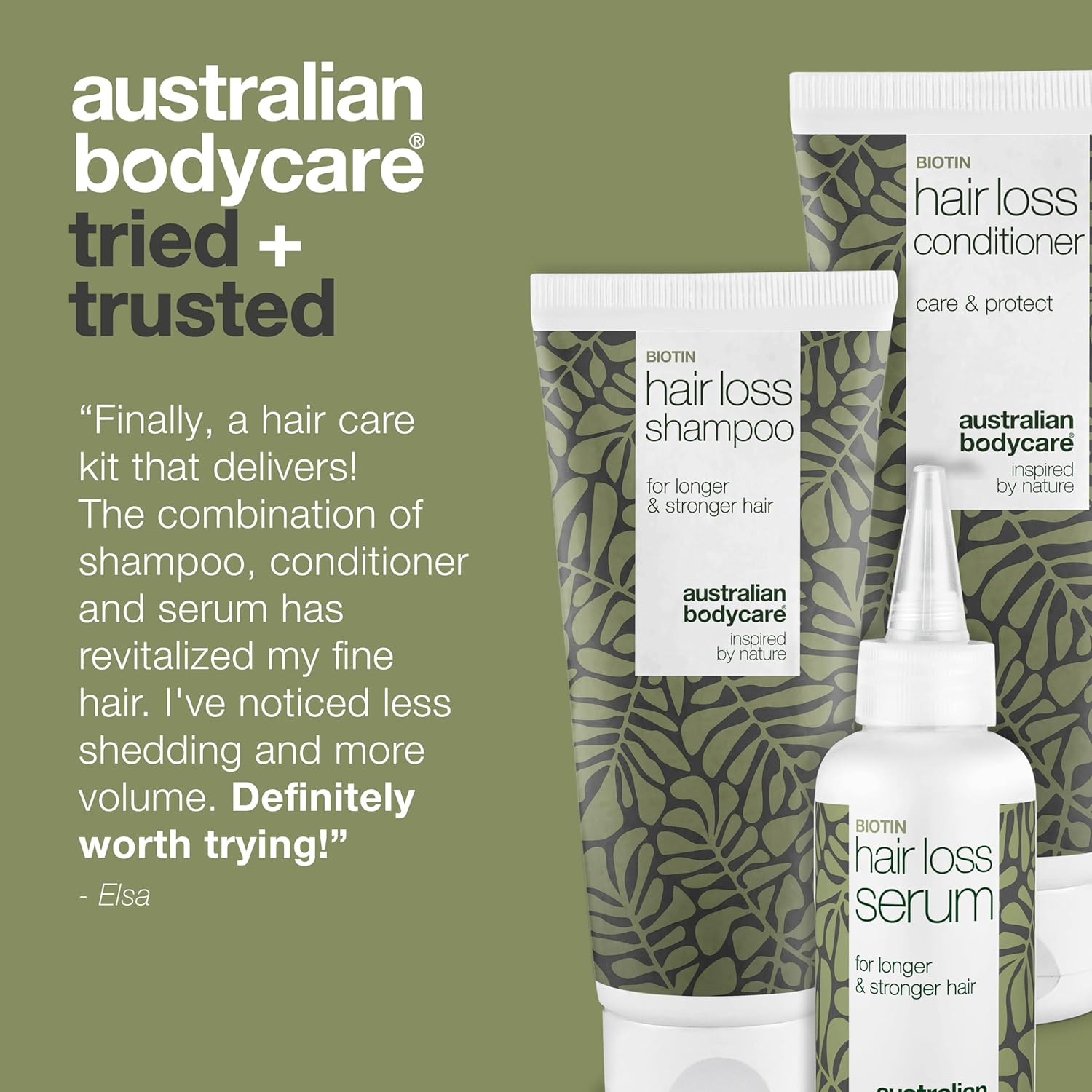 The Hair Loss Kit – 3 Products Ideal For Women And Men With Hair Loss Problems | Hair Loss Serum 100Ml, Hair Loss Shampoo 200Ml And Hair Loss Conditioner 200Ml With Caffeine From Australian Bodycare