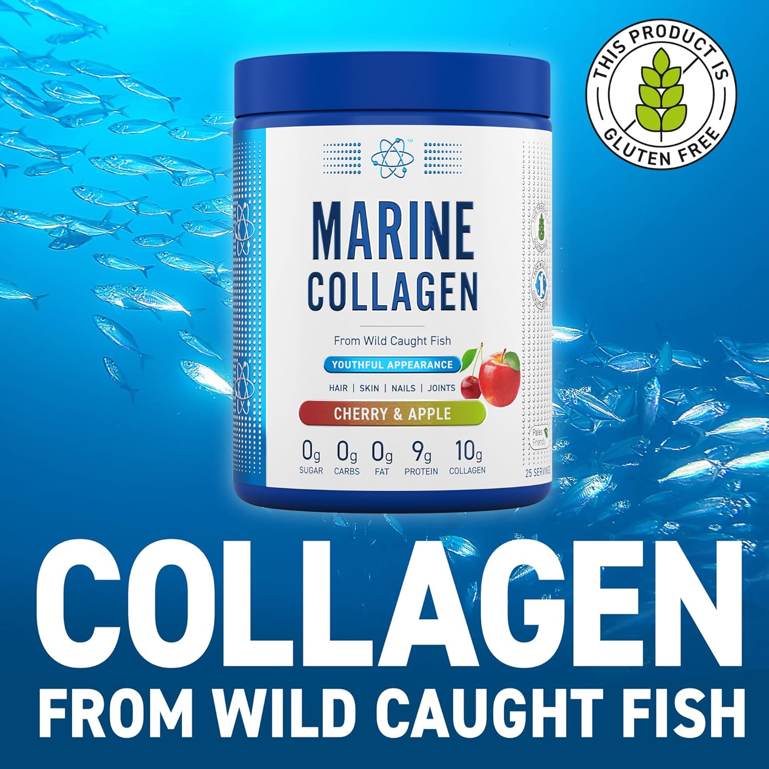 Applied Nutrition Marine Collagen Powder - Hydrolysed Collagen Protein, Healthy Skin, Hair, Nails (Cherry & Apple) (300g - 25 Servings) : Amazon.co.uk: Health & Personal Care