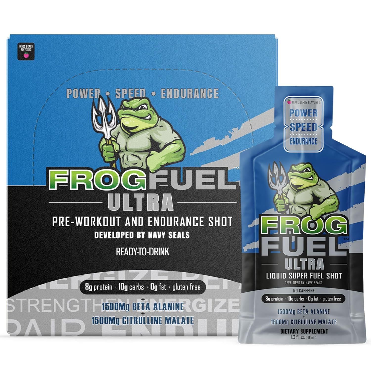 Frog Fuel Ultra Pre Workout Shot with 1500mg Beta Alanine, Electrolyte