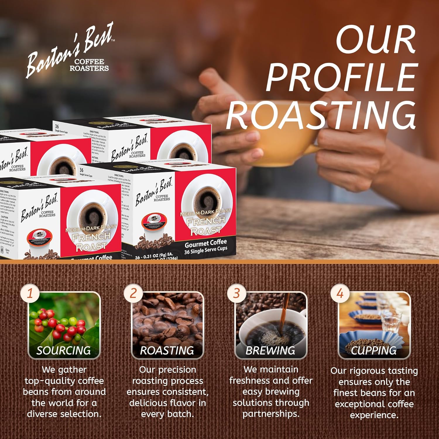 Boston’S Best Coffee - Rich & Bold French Roast Gourmet Coffee, Delectable Dark Roast Coffee, Compatible With Keurig® Coffee Maker, 1 Count (144 Single Serve Cups)