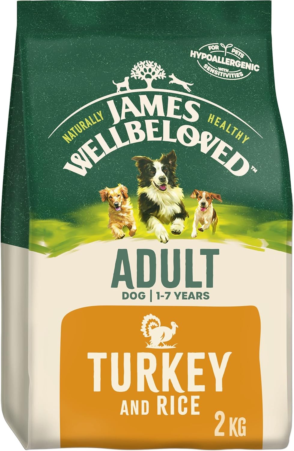 James Wellbeloved Adult Turkey & Rice 2 kg Bag, Hypoallergenic Dry Dog Food?02JAT21