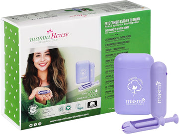 Organic Tampon With Re-Use Applicator For Super & Super Plus Organic Cotton Tampon - Masmi