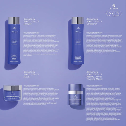 Alterna Haircare Caviar Anti-Aging Restructuring Bond Repair Travel Kit - Shampoo, Conditioner, Masque | Strengthens And Protects Damaged Hair