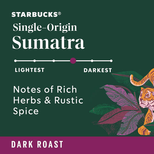 Starbucks Whole Bean Coffee, Dark Roast Coffee, Sumatra, 100% Arabica, 1 Bag (12 Oz)