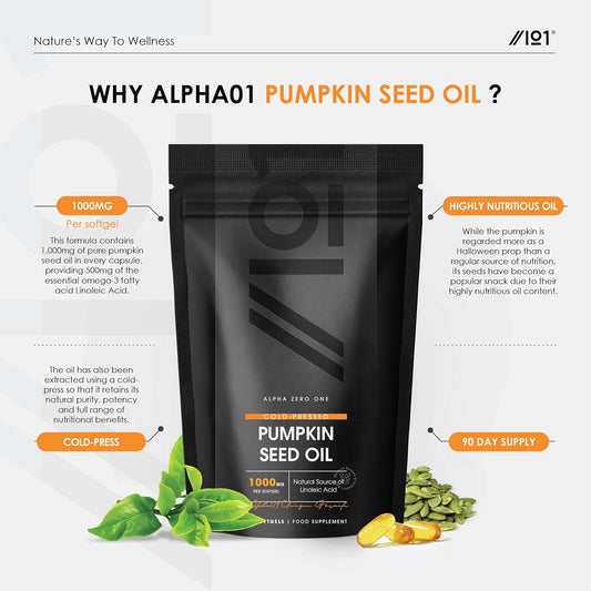 Pumpkin Seed Oil 1000Mg - 100% Cold Pressed - 3 Months Supply - No Add130 Grams