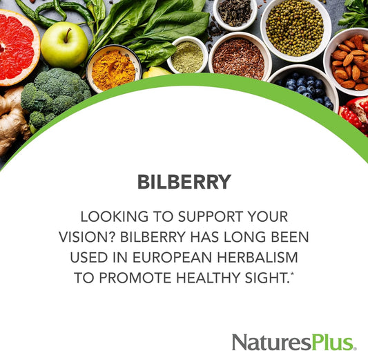 Naturesplus Herbal Actives Bilberry - 100 Mg, 25% Anthocyanosides - Extended Release - 30 Vegan Tablets (30 Servings)