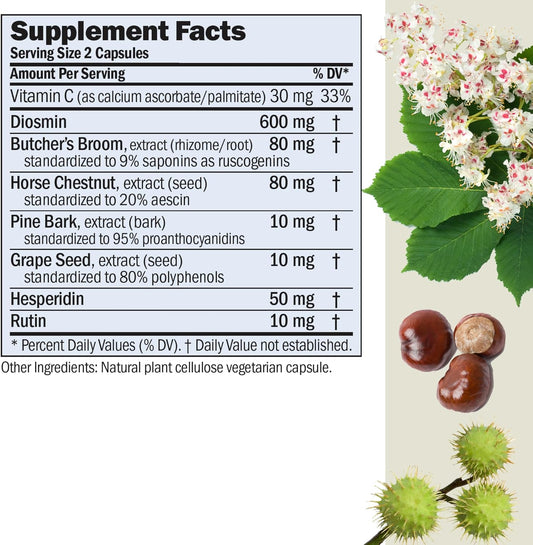 Andrew Lessman Circulation, Vein Support For Healthy Legs 180 Capsules - High Bioactivity Diosmin, Butcher'S Broom, Visibly Reduces Swelling And Discomfort In Feet, Ankles, Calves, Legs