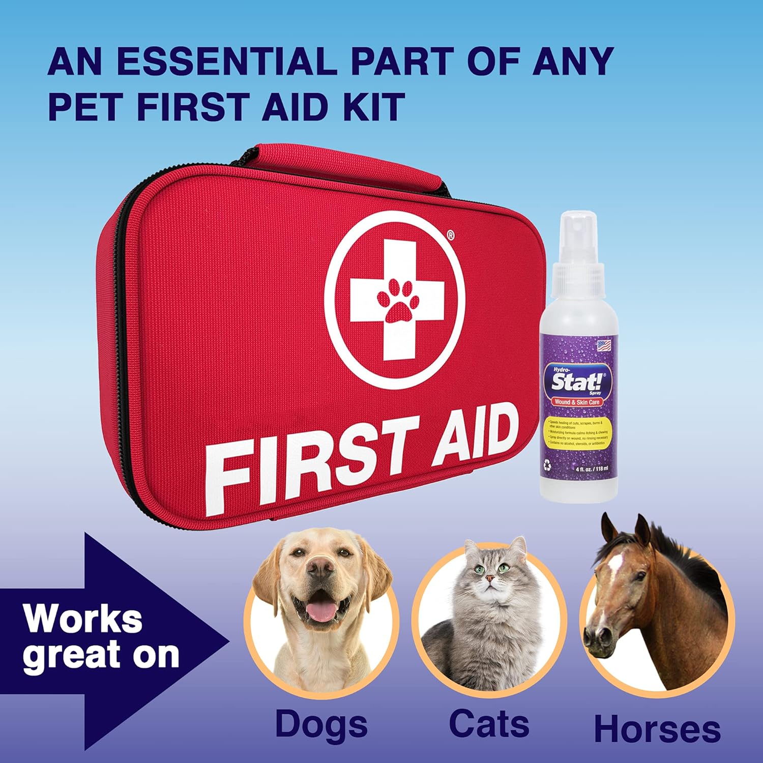 Stat! Spray Pet Wound & Skin Care | First-Aid Treatment for Dogs, Cats, Horses | Natural Plant Based Ingredients | Speeds Healing of Cuts, Burns, Hot Spots, Skin Allergies | Soothing Anti-Itch Formula : Pet Supplies