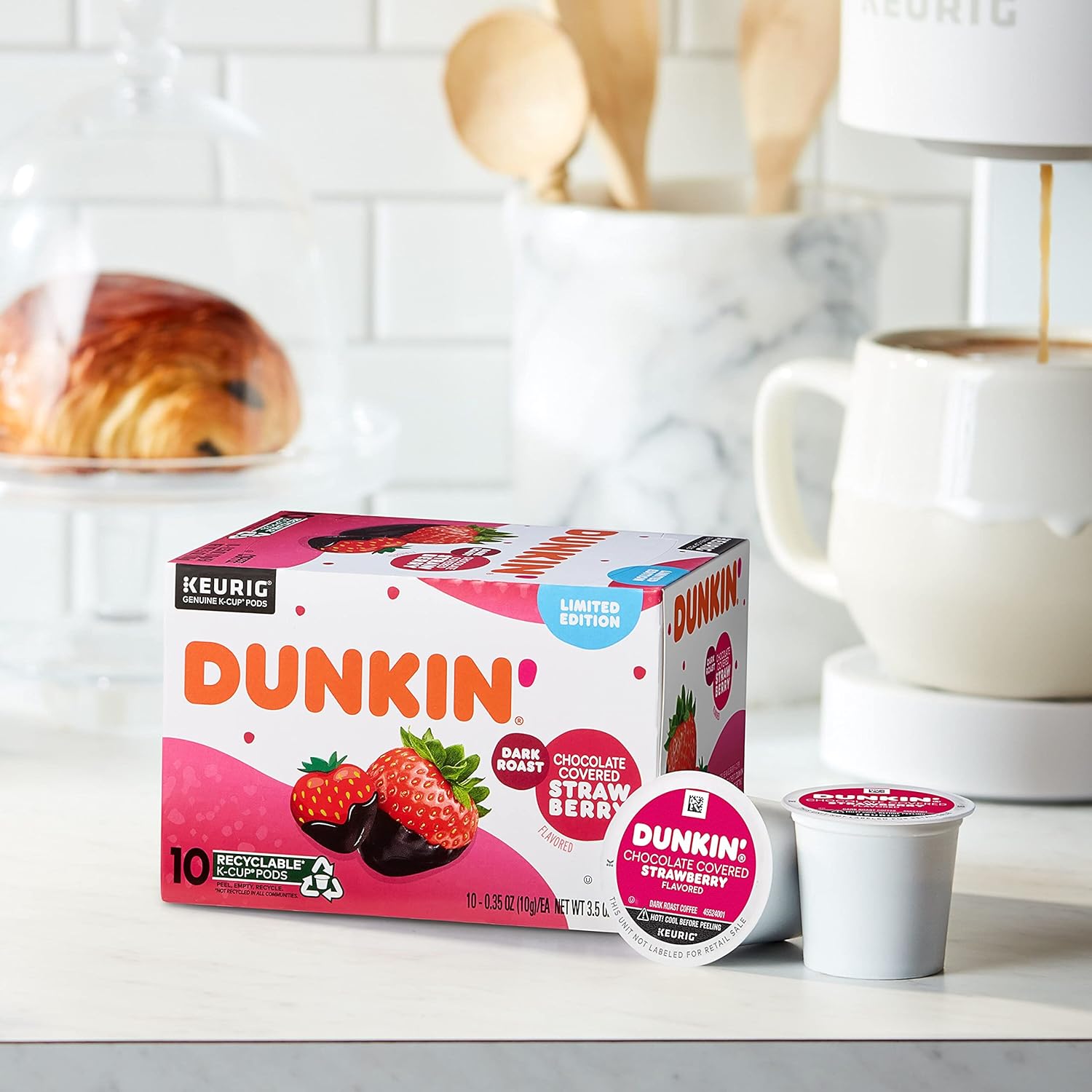 Dunkin’ Chocolate Covered Strawberry Ground Coffee, Keurig K-Cup Pods, 10 Count (Pack of 6) : Everything Else