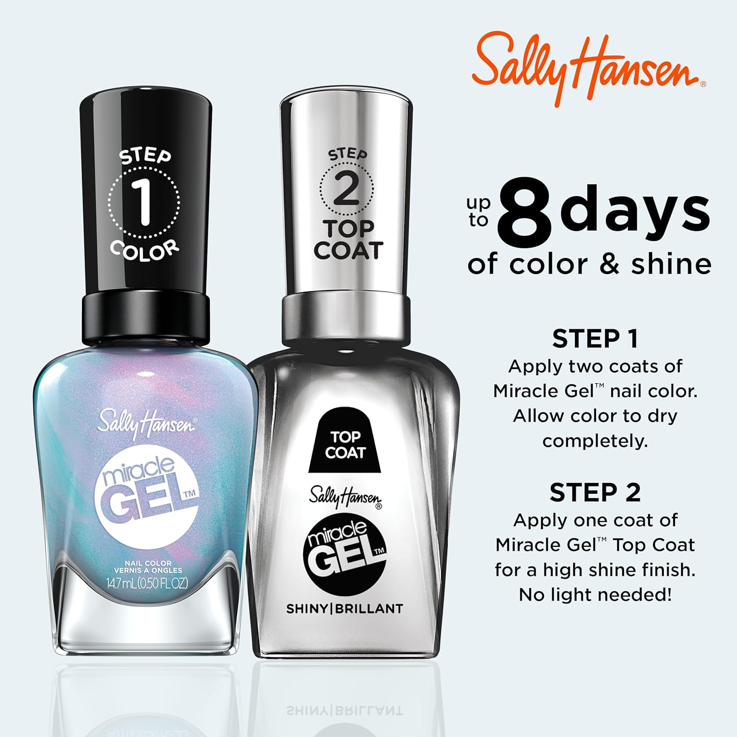 Sally Hansen Miracle Gel™, Flash-ionista, Long Lasting, Gel-Like Formula, No UV Lamp Needed, Blue Nail Polish : Beauty & Personal Care