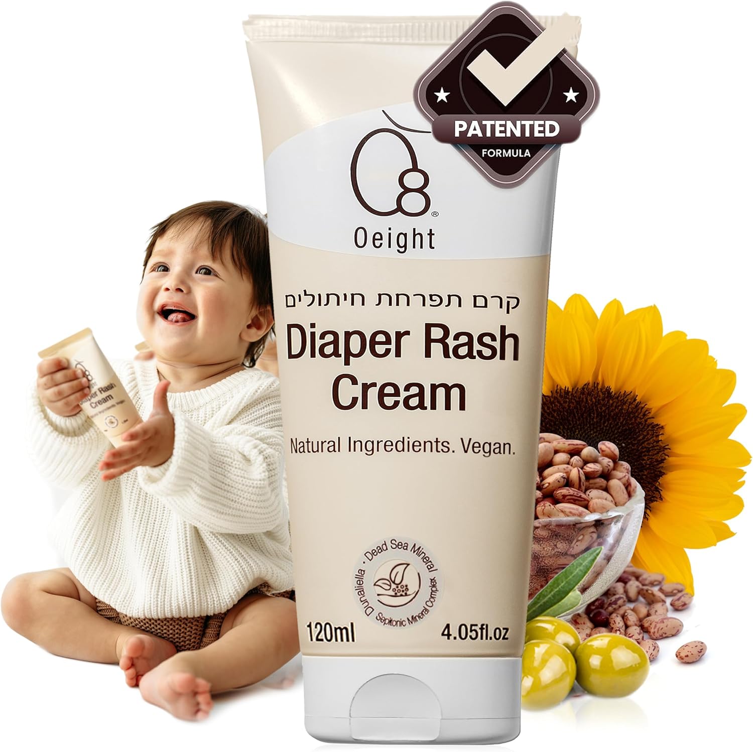 Oeight Diaper Rash Cream, 100% Natural Active Ingredients Enriched With Zinc, Calendula, Olive Oil, Castor Seed Oil And Pro-Vitamin B5. Helps Prevent Diaper Rash And Skin Irritation
