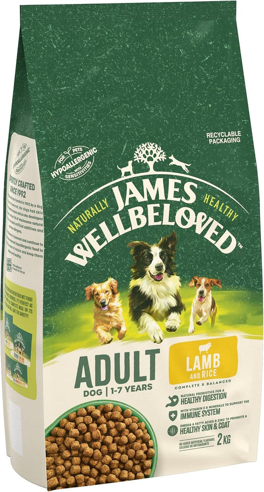James Wellbeloved Adult Lamb & Rice 2 kg Bag, Hypoallergenic Dry Dog Food?02JAL21