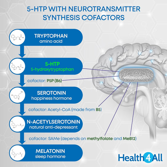 Health4All 5-Htp Supplement 100Mg Per Capsule 4-Month Supply 120 Capsules High Strength 5 Htp From Griffonia Seed Extract With Serotonin And Melatonin Conversion Precursors For Mood And Sleep Support