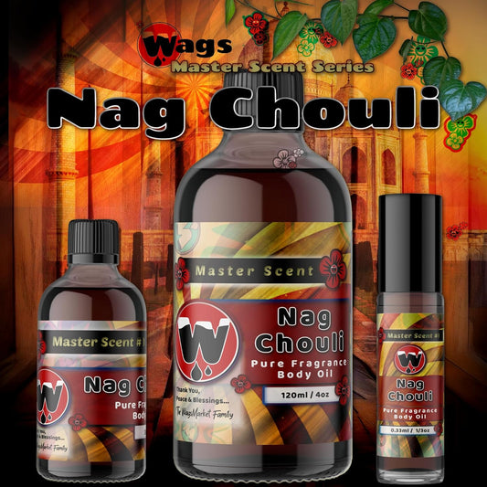 Wagsmarket - Nag Champa Perfume Oil & Patchouli Essential Oil, Nag Chouli Essential Perfume Oil, Choose From Roll On To 0.33Oz - 4Oz Glass Bottle (4Oz Glass Bottle)