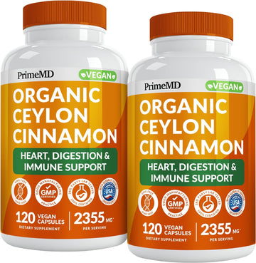 5-in-1 Ceylon Cinnamon Capsules 2355mg with Apple Cider Vinegar, Turmeric and Panax Ginseng Capsules - Cinnamon Supplements with Bioperine (120 Count(Pack of 2))