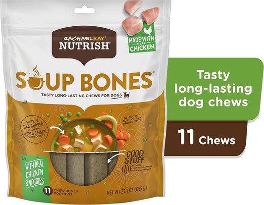 Rachael Ray Nutrish Soup Bones Dog Treats, Chicken & Veggies Flavor, 11 Bones