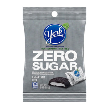 York Zero Sugar Chocolate Peppermint Patties, Candy Bags, 3 Oz (12 Count)