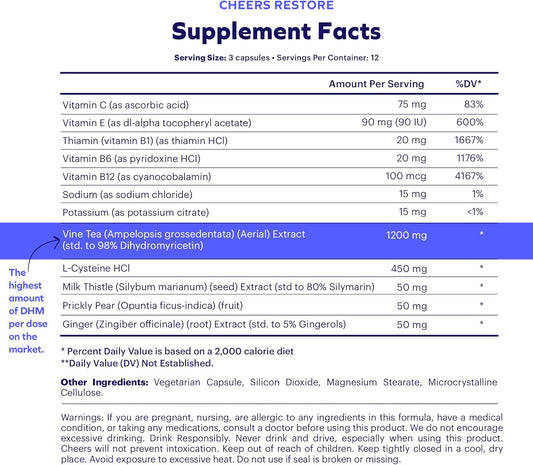 Cheers Liver Combo | Restore + Protect | Support Your Liver & Feel Better After Drinking | Dhm, L-Cysteine, Milk Thistle, Prickly Pear, B-Vitamins | 36 Doses Restore, 90 Doses Protect | Supplements
