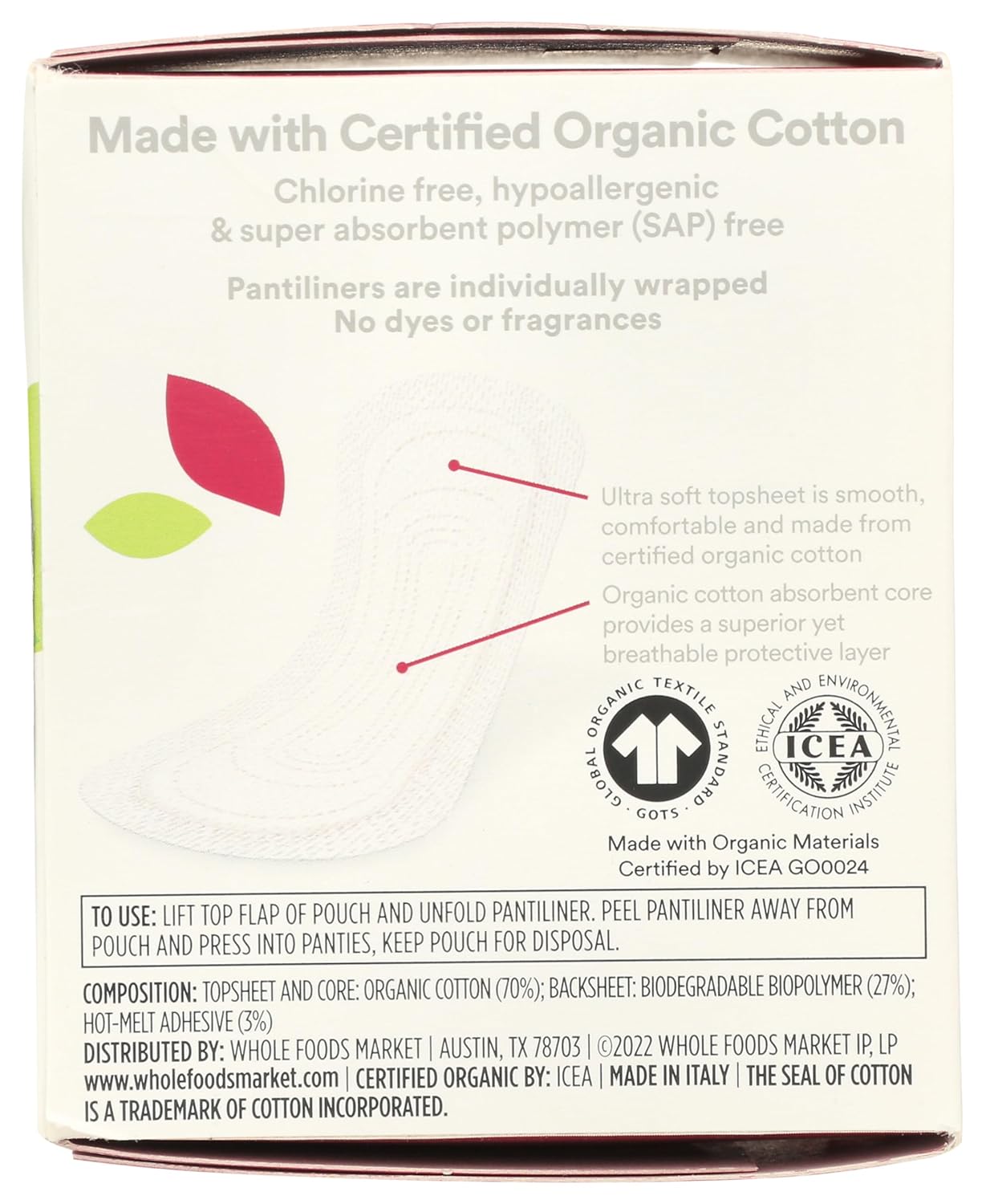 Azalea, Organic Cotton Pantiliners, Ultra Thin, 24 ct : Health & Household