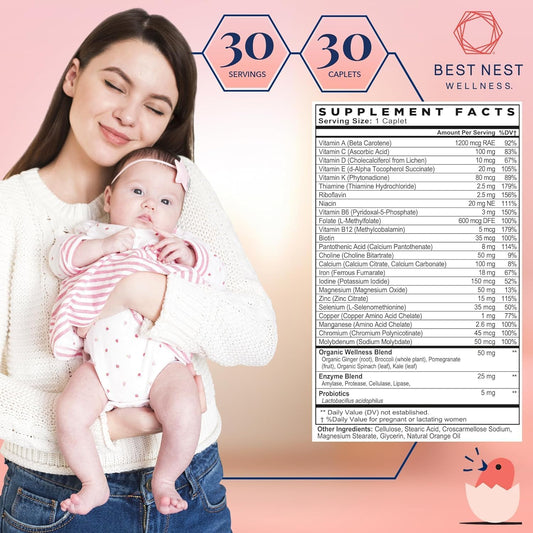 Best Nest Wellness Mama Bird Postnatal Vitamins For Breastfeeding And Postpartum, Whole Food Organic Blend, Methylated Vitamins, Vegan, Once Daily, 30 Ct