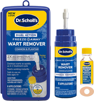 Dr Scholl's DUAL ACTION FREEZE AWAY® WART REMOVER, 8 Applications // Freeze Therapy + Powerful Fast Acting Salicylic Liquid to Remove Common and Plantar Warts, 0.33 Fl Oz, 1 Count