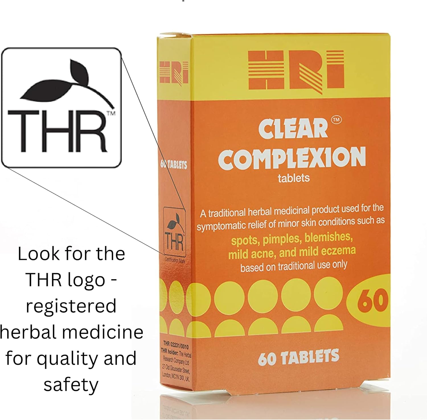 HRI Clear Complexion 60 Tablets - for Symptomatic Relief of Minor Skin Conditions Such as Spots, Pimples, Blemishes, Mild Acne, Mild Eczema. 6 Pack : Amazon.co.uk: Health & Personal Care
