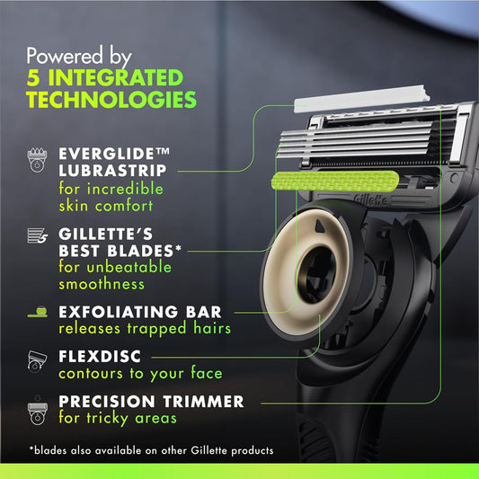 Gillettelabs With Exfoliating Bar Shaving Razor For Men, 1 Handle, 3 Blade Refills, Includes Travel Case For Convenient Storage On The Go