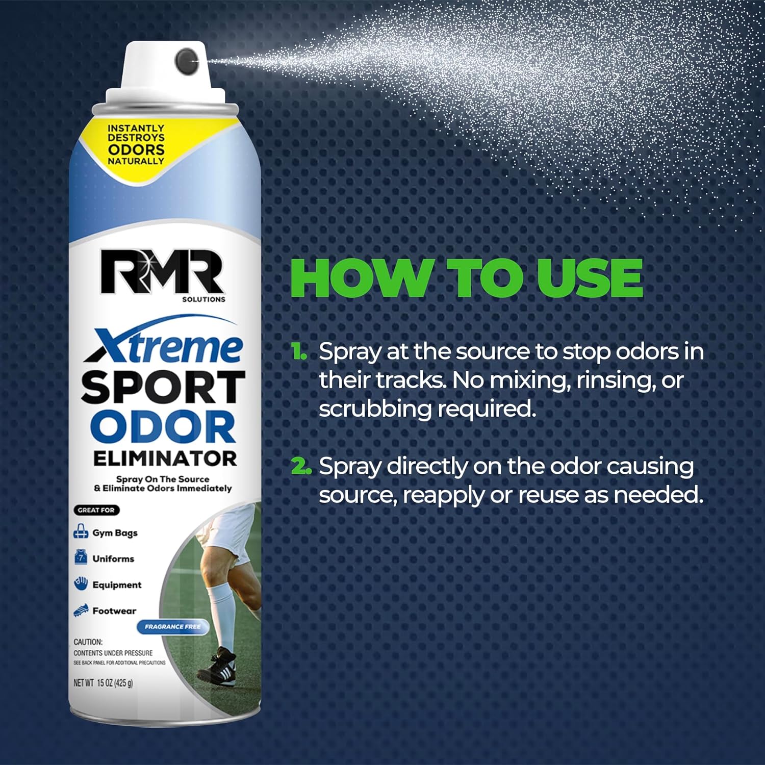 RMR OdorXSport Odor Eliminator Spray - Heavy-Duty Equipment, Uniform, Gym, and Shoe Deodorizer, 15 Ounces, Fragrance-Free : Health & Household