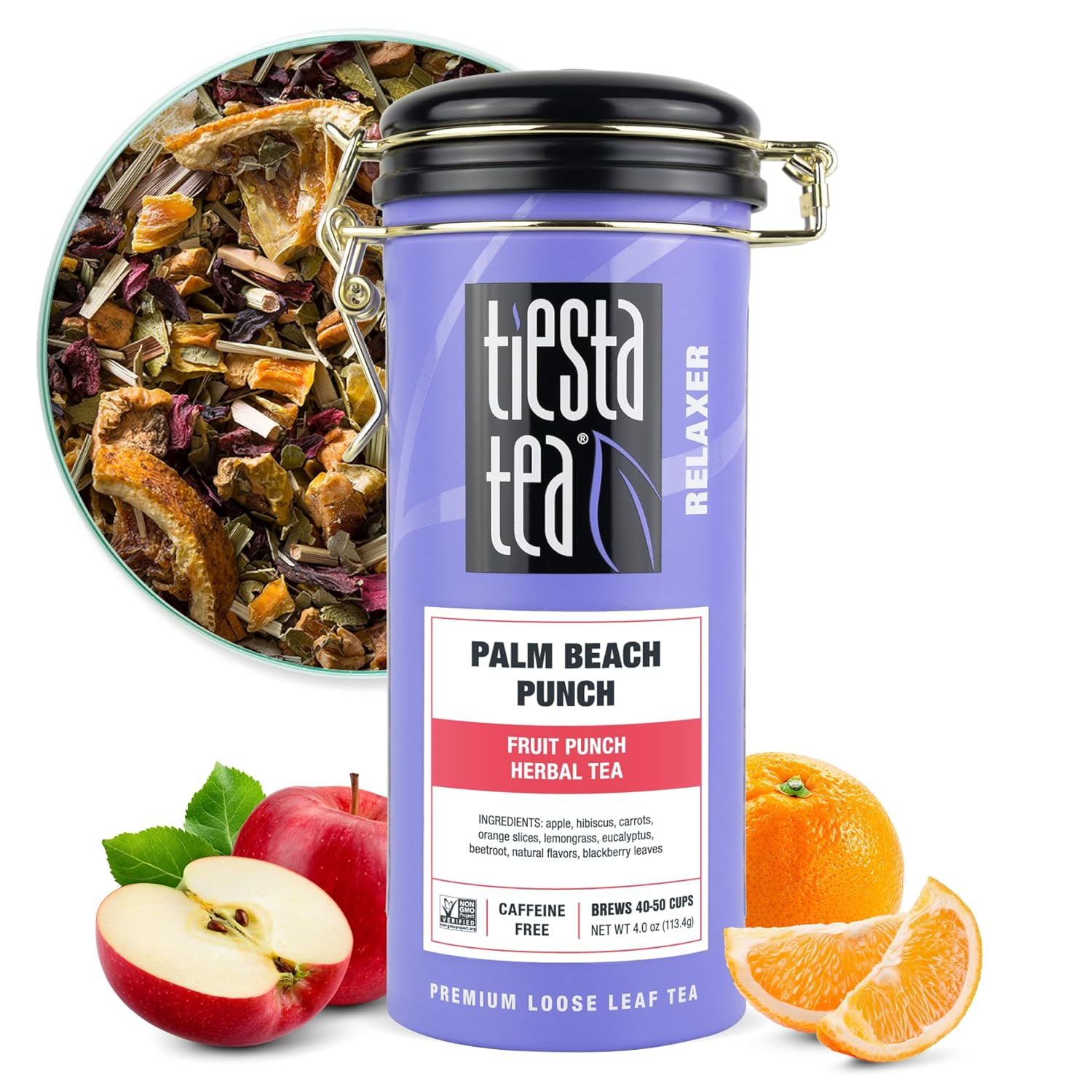 Tiesta Tea - Palm Beach Punch | Fruit Punch Herbal Tea | Premium Loose Leaf Tea Blend | Non-Caffeinated Herbal Tea | Make Hot Or Iced Tea & Brews Up To 50 Cups - 4 Ounce Refillable Tin