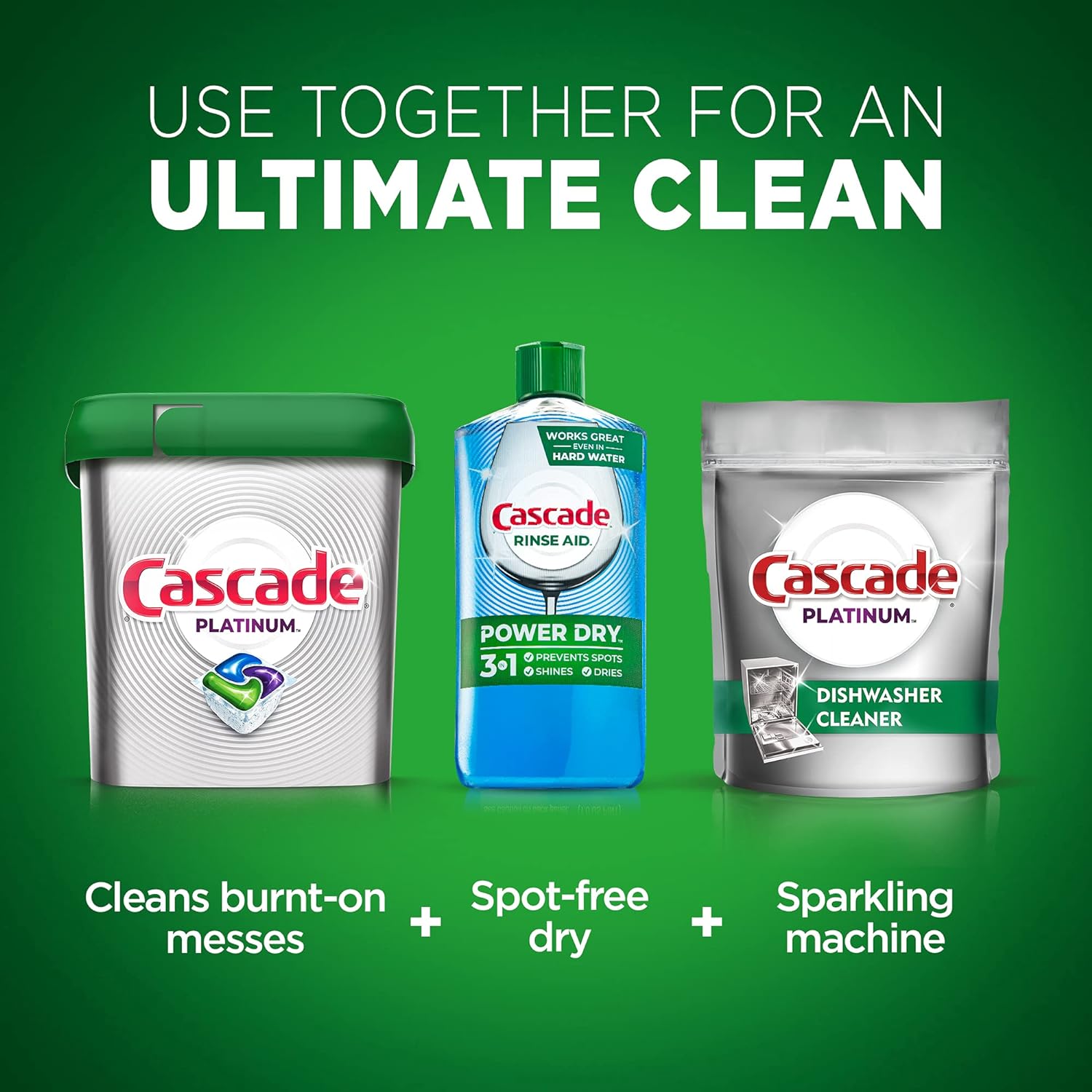 Cascade Platinum Dishwasher Rinse Aid, 8.45 fl oz (Packaging May Vary) : Health & Household