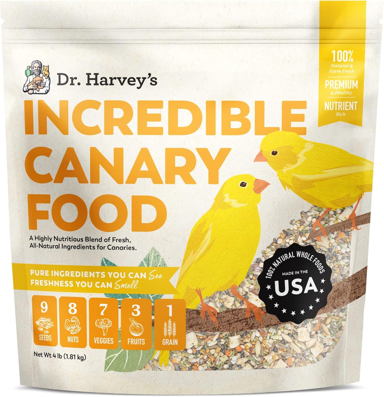 Dr. Harvey'S Incredible Canary Blend, Natural Food For Canaries (4 Pounds)