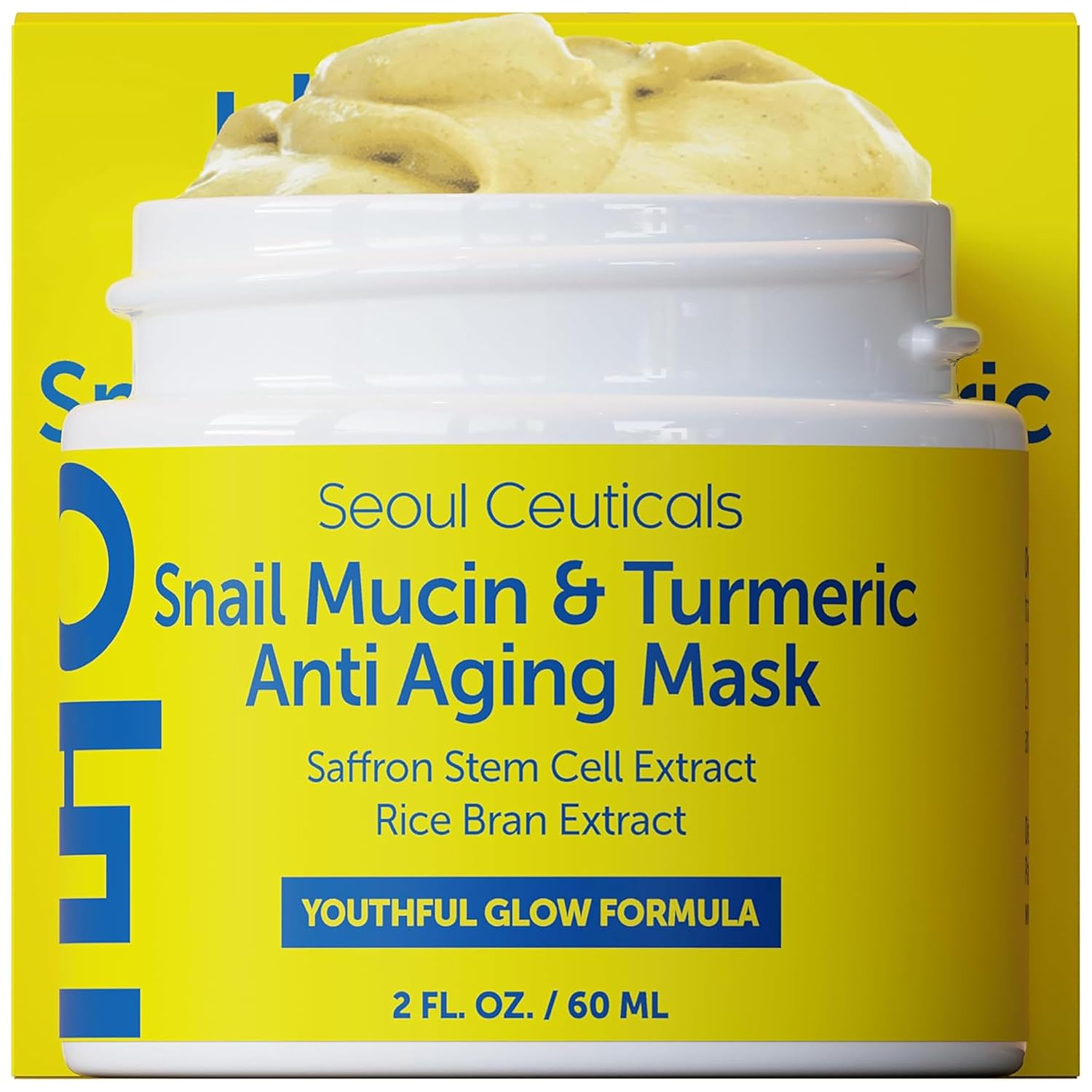Seoulceuticals Korean Face Mask Skin Care - Snail Mucin Turmeric Mask For Face – Cruelty Free K Beauty Anti Aging Face Mask For Healthy, Youthful Glow 2Oz