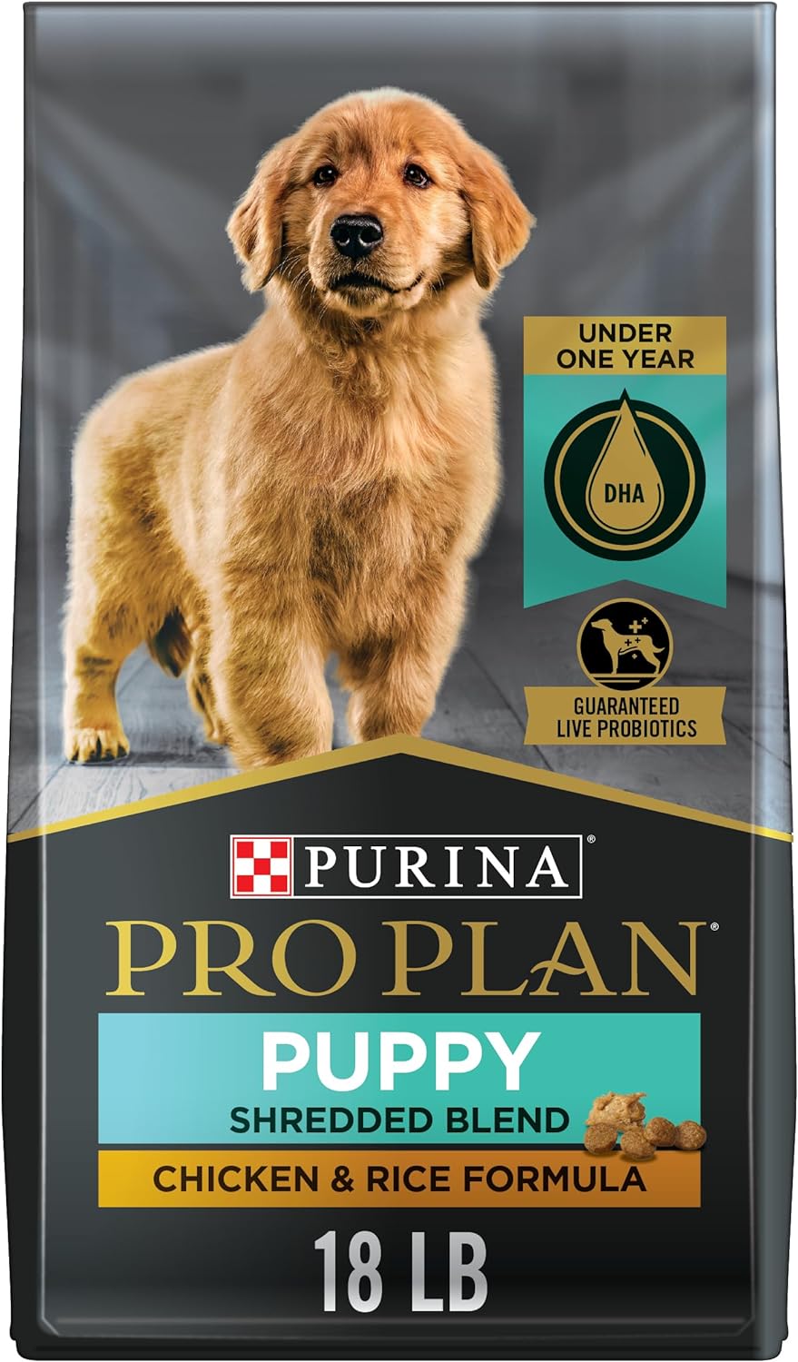 Purina Pro Plan High Protein Puppy Food Shredded Blend Chicken & Rice Formula - 18 lb. Bag