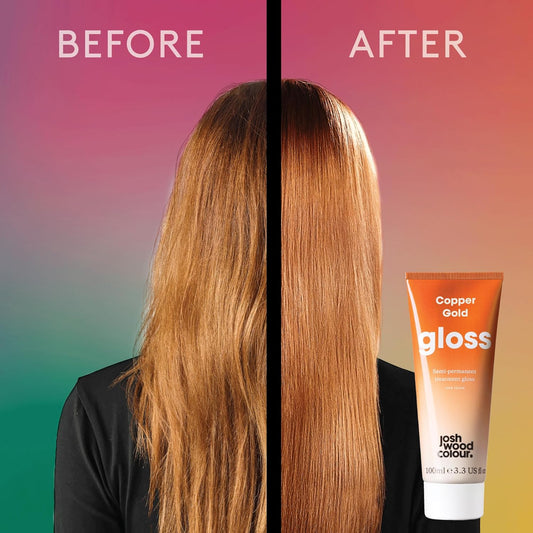 Josh Wood Hair Gloss (Copper) - Semi-Permanent Gloss, Creates Strawberry Blonde Or Adds Golden Tones To Light Brown Hair - Lasts Up To 6 Washes - 100% Vegan - Cream (100Ml)