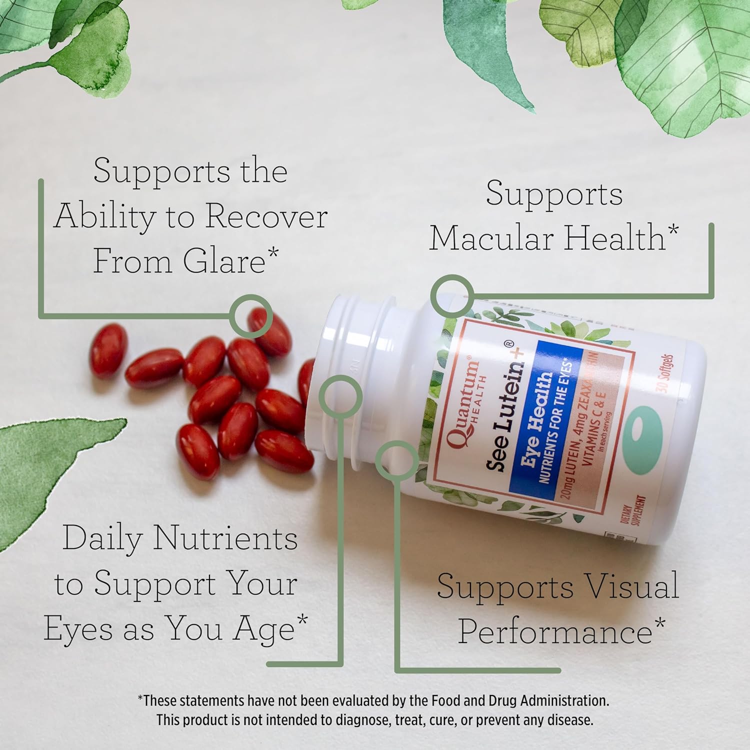 Quantum Health See Lutein+ Eye Care Supplement Helps Support Overall Eye Health As You Age - Lutein 20mg Zeaxanthin Plus Vitamins C & E Daily Nutrition for Women & Men - 30 Softgels : Patio, Lawn & Garden