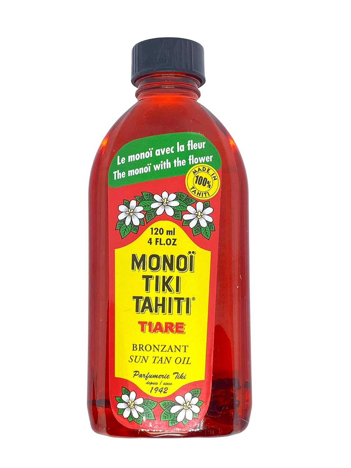 Monoi Tiki Tahiti Rouge Tiare Body Suntan Bronzant Coconut Oil Just | For Outdoor Body Tanning | Hydrating Body Oil | Natural Skin Moisturizer | : Beauty & Personal Care