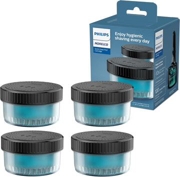 Philips Norelco Quick Clean Pod Cartridge, Lubricates Shaver & Eliminates Cut Hair, 4X 5.4 Fl Oz Cartridges (Up To 1Yr Supply), Bd9010Az