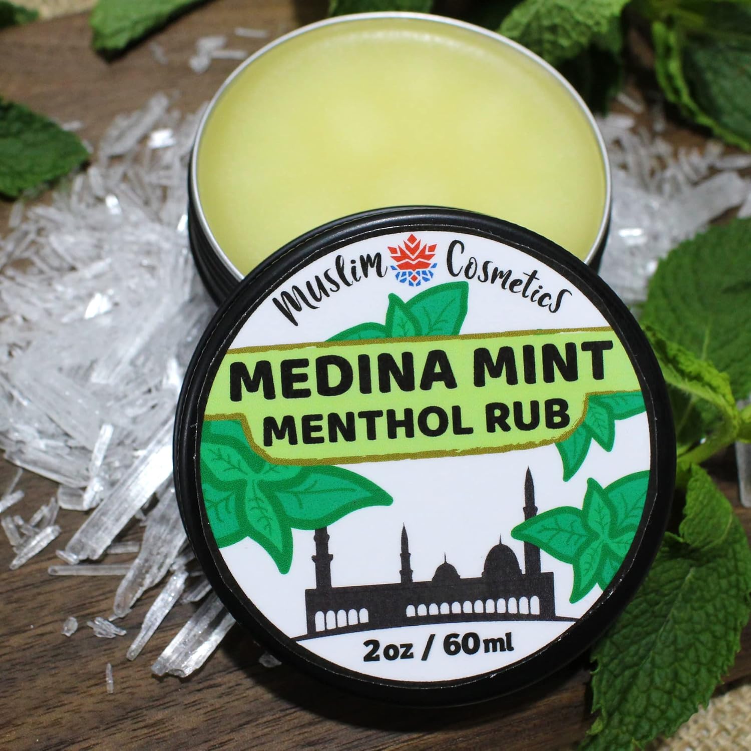 Medina Mint Menthol Rub Cream | 100% Natural Chest Rub | No Petroleum | Organic Arnica | Made In Canada - Muslim Cosmetics - Medina Mint Balm 2Oz : Beauty & Personal Care
