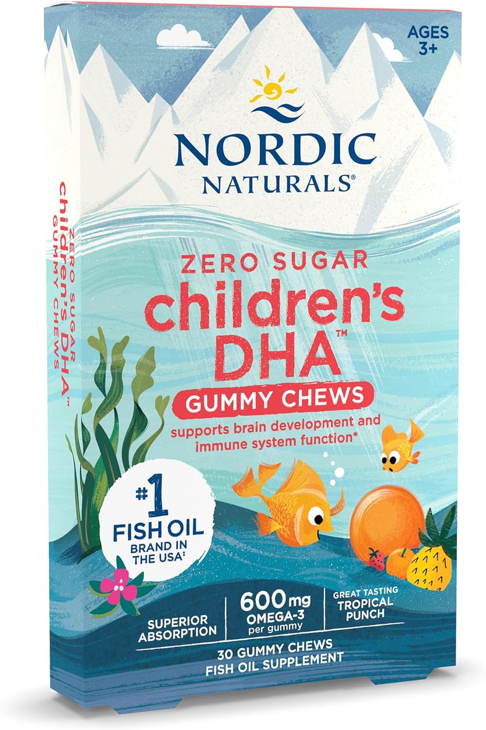 Nordic Naturals Zero Sugar Children’s DHA Gummy Chews, Tropical Punch